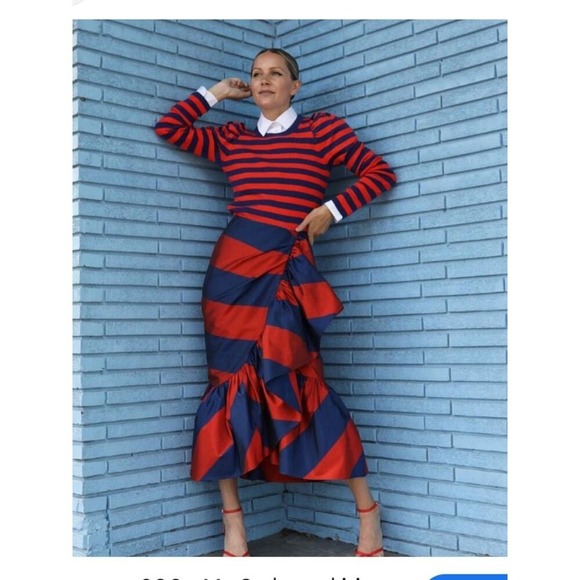 J. Crew Dresses & Skirts - J.Crew Rugby Stripe ruffle faux wrap style skirt 4